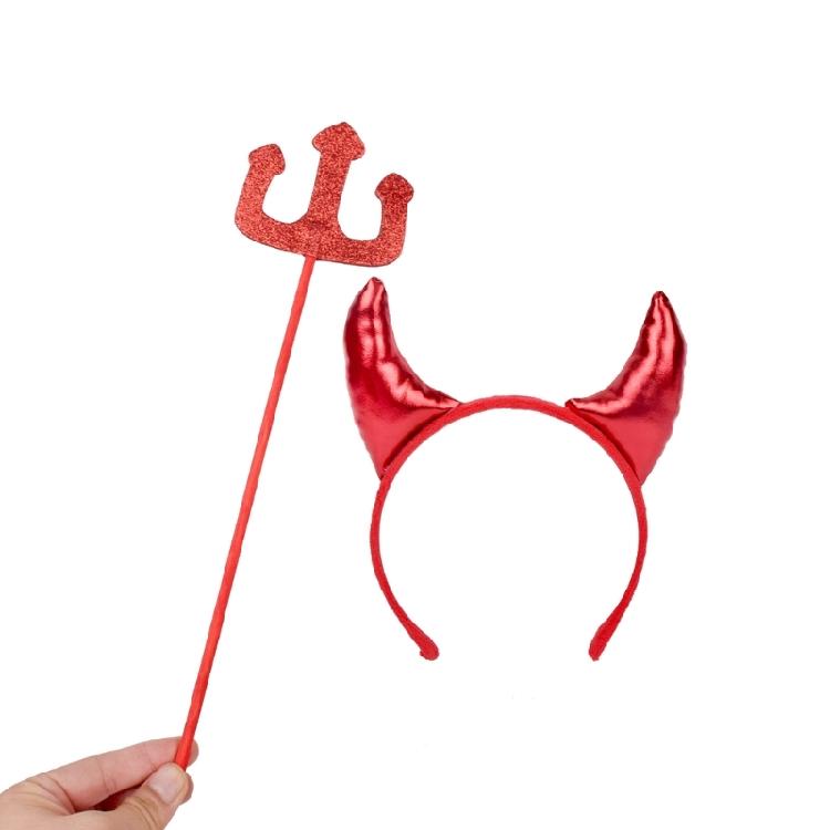 Devil Costume Decorations Set Halloween Party Props Devil Horn Ears Headband Set