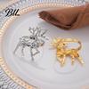 Silver Table Decor Christmas Deer Napkin Ring, Faceted Metal Elk Holder, Reusable Rings Ring for Xmas Holiday Wedding Receptions Dining Decoration