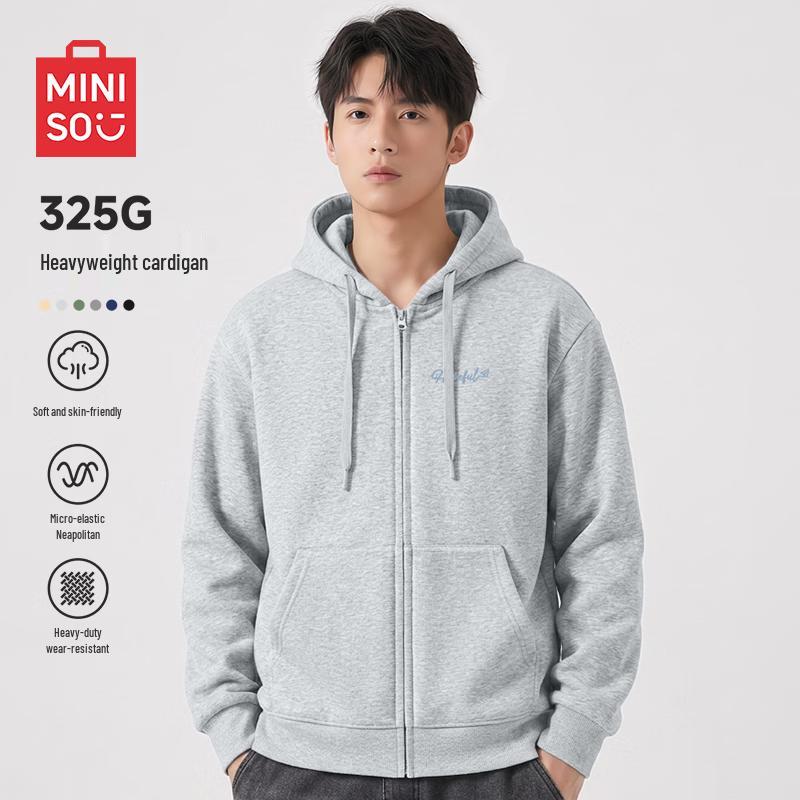 MINISO Men's Casual Hooded Zipper Sweatshirt