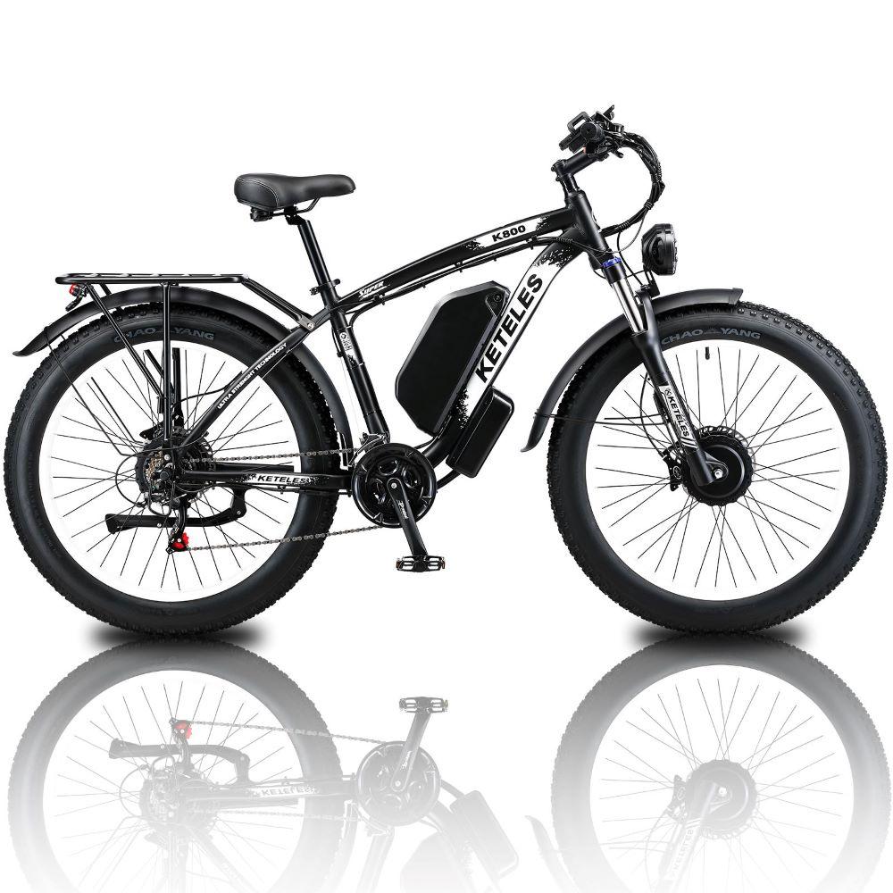Electric Bicycle All Terrain Keteles k800 26" 1000Wx2 Motor Adult Ebike Top Speed 50Km/h 48V 23AH 21 Speed Load 150Kg