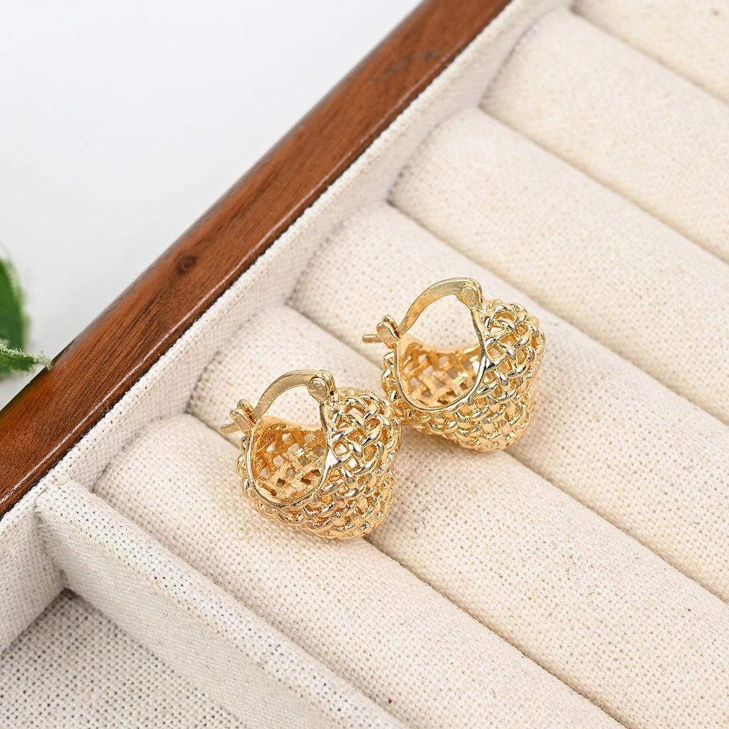 Gewebte 18 Karat Gold Kugelstecker - Damen Luxus Mode Ohr Manschetten