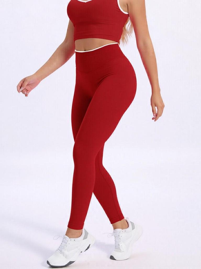 Women's Seamless High Waist Quick-Dry Color Block Yoga Pants for Running & Fitness