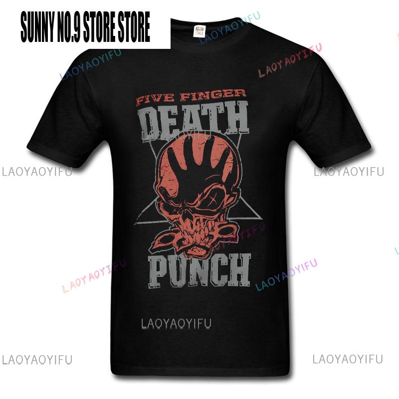 Oboustranné Biker Skully Černé Tričko s Grafickým Potiskem od Five Finger Death Punch Dětské Oblečení Streetwear