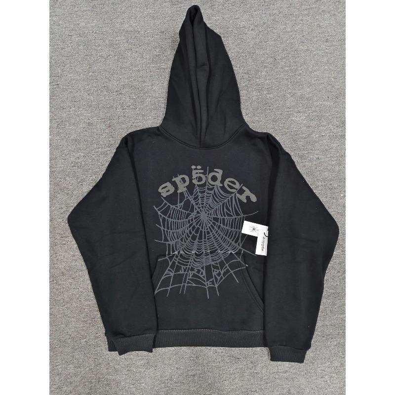 Heavy fleece foam print spider web hoodie sports casual sweater sweatpants set