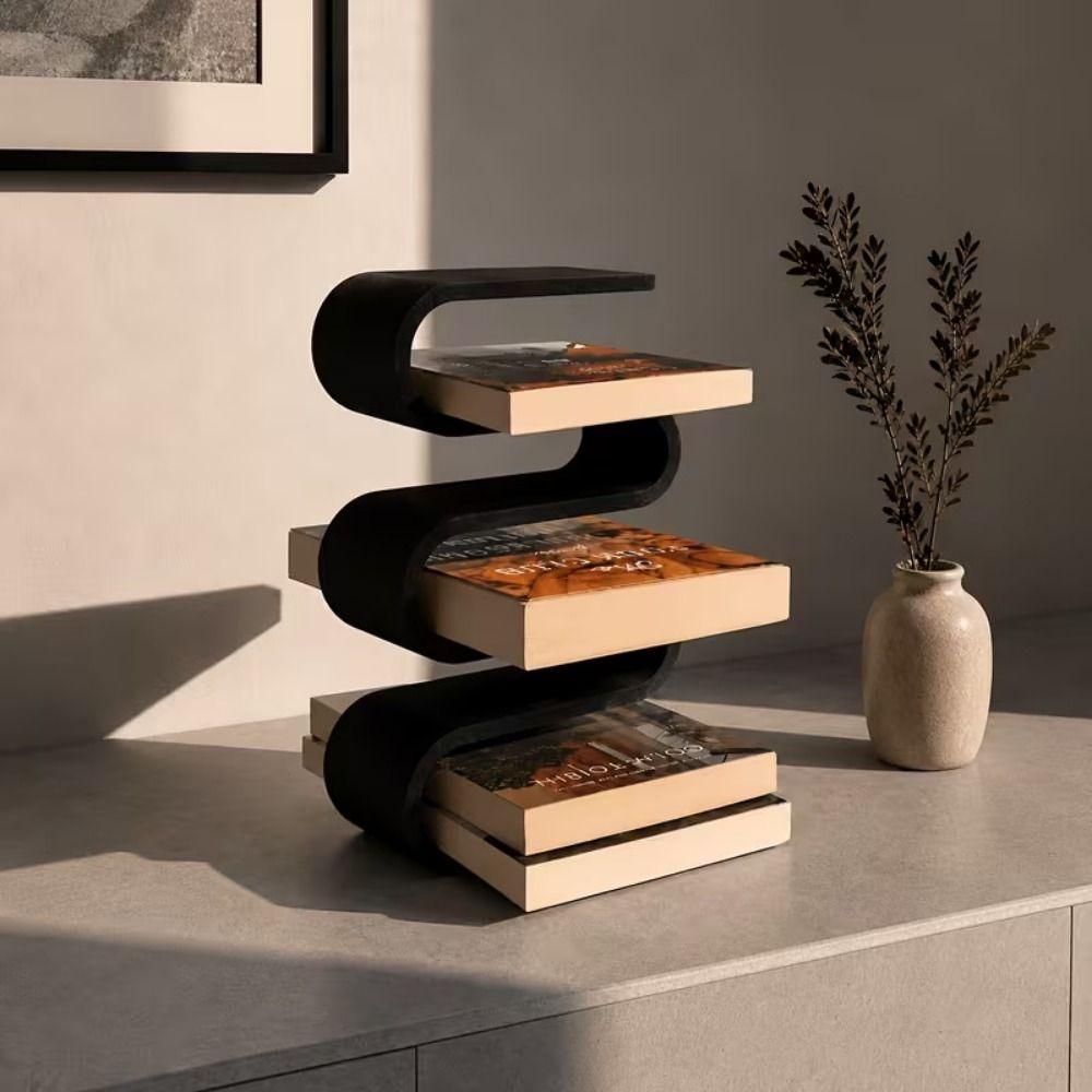 Multi-layer Book Shelf 3D Printed Desk Storage Rack Home Decor Vertical Book Holder Bedside Table