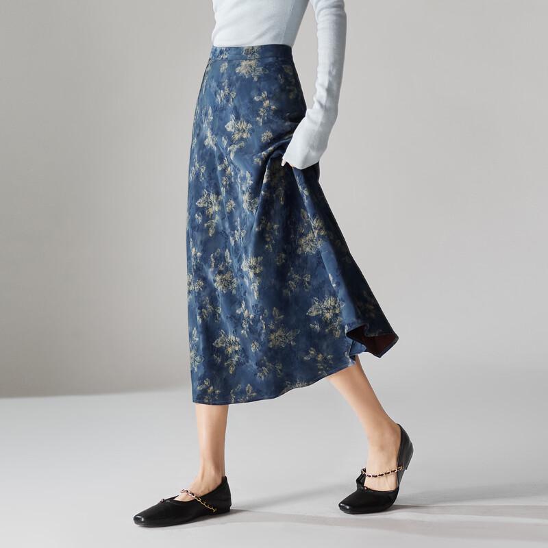 SOFSIL New Chinese Style Floral Print A-Line Skirt 29/XL