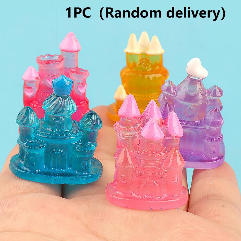 Glow-In-The-Dark Decoration Cartoon Castle Micro Landscape Car Decoration Star Princess Castle Diy Resin Accessories