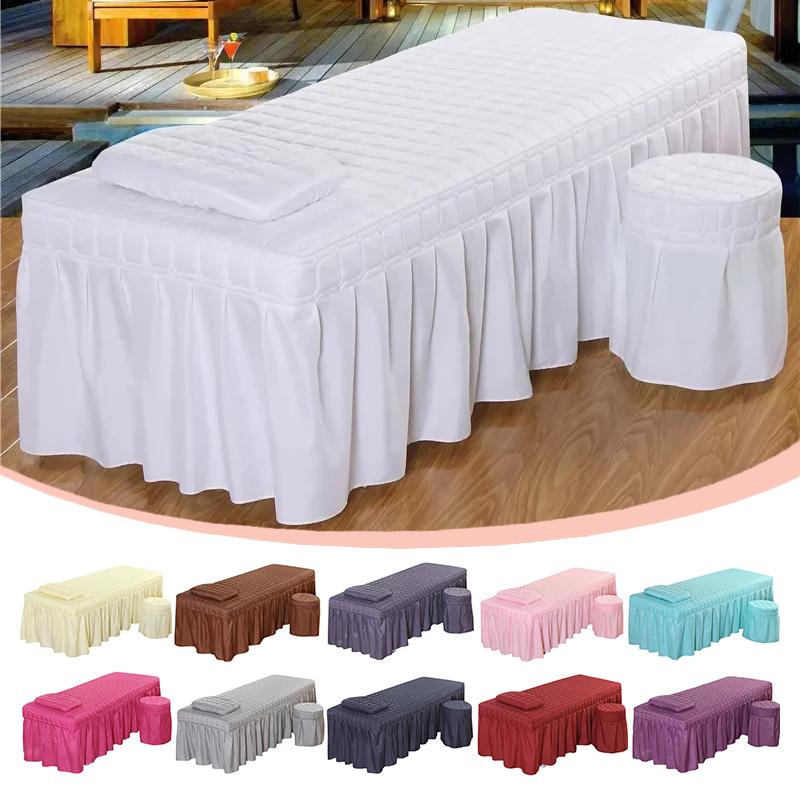 Square Head Quilted Thicken Beauty Salon Lash Massage Table Bed Skirt Mattress Cover SPA Treatment with Face Breath Hole Sheet
