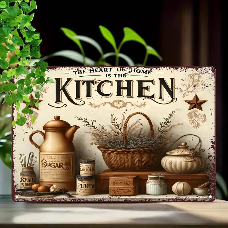 Pc Rustic Iron Vintage Kitchen Metal Wall Art Retro Tin Sign Decorative Painting for Home Diner Garage Xinch