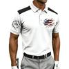 Men Golf Polo Shirt Short Sleeve Button Up Collared Top with USA Flag Print Casual Athletic Fit for Outdoor Sports
