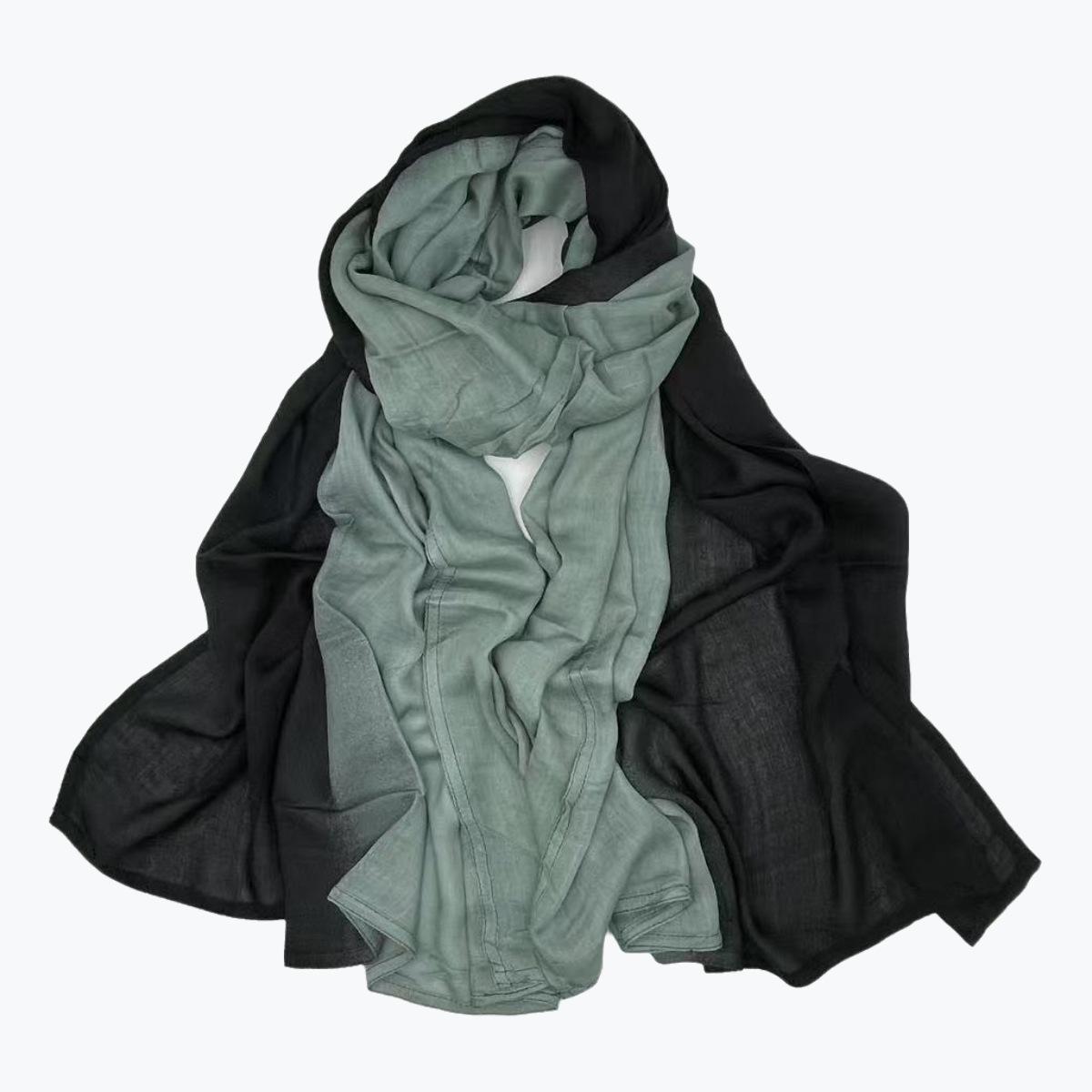 

Gradient Color Double Stitch Cotton Shawl - Super Soft, Wide Edge, Thin Malay Headscarf Modal Scarf 180cm