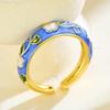 Colorful Oil-Drop Enamel Ring Versatile Drip Glazing Ring Vintage Flower Open Ring  Wedding