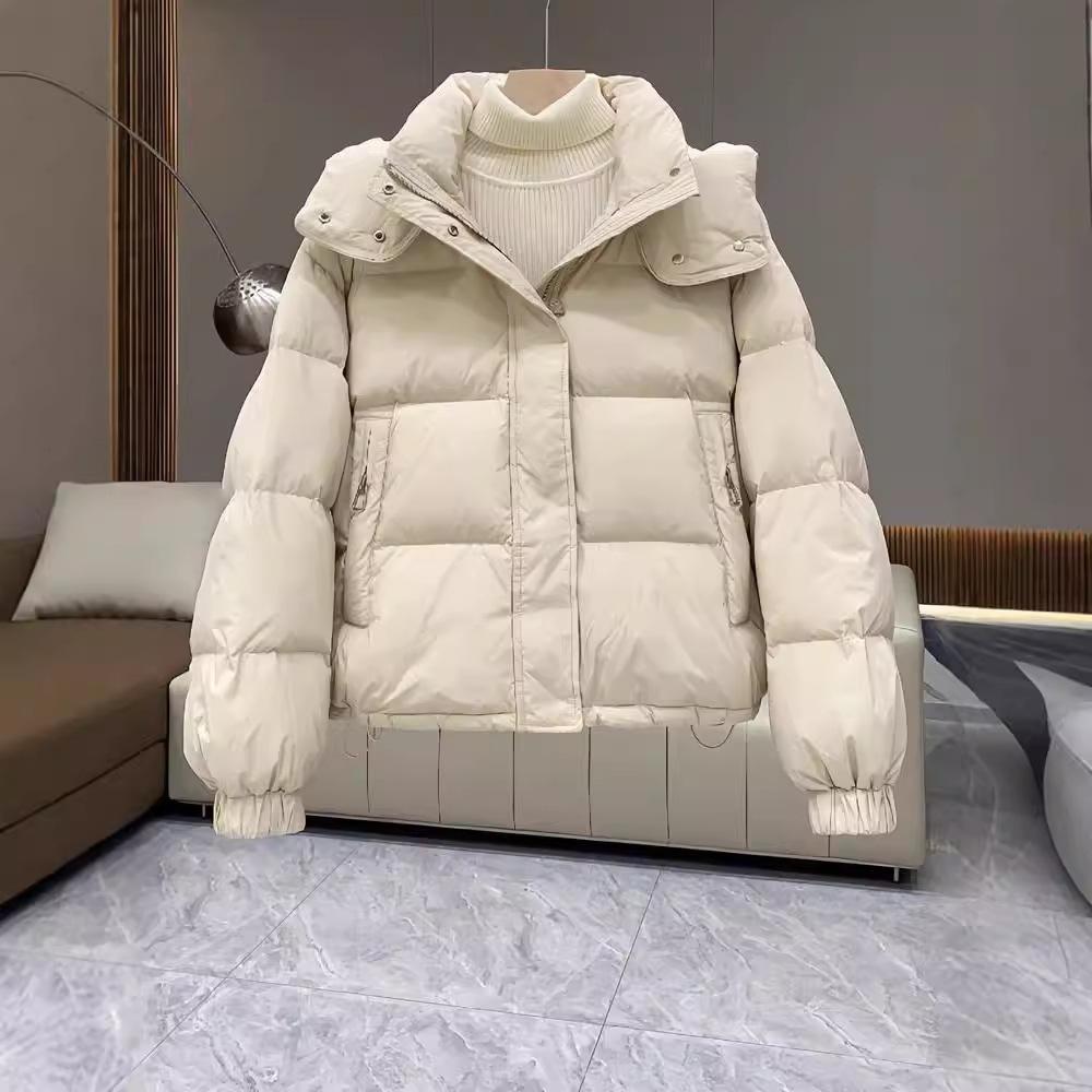 New Women's Fashion Short Down Cotton Clothes Large Size Hooded Meat Covering and Thin Casual Thermal Cotton Jacket