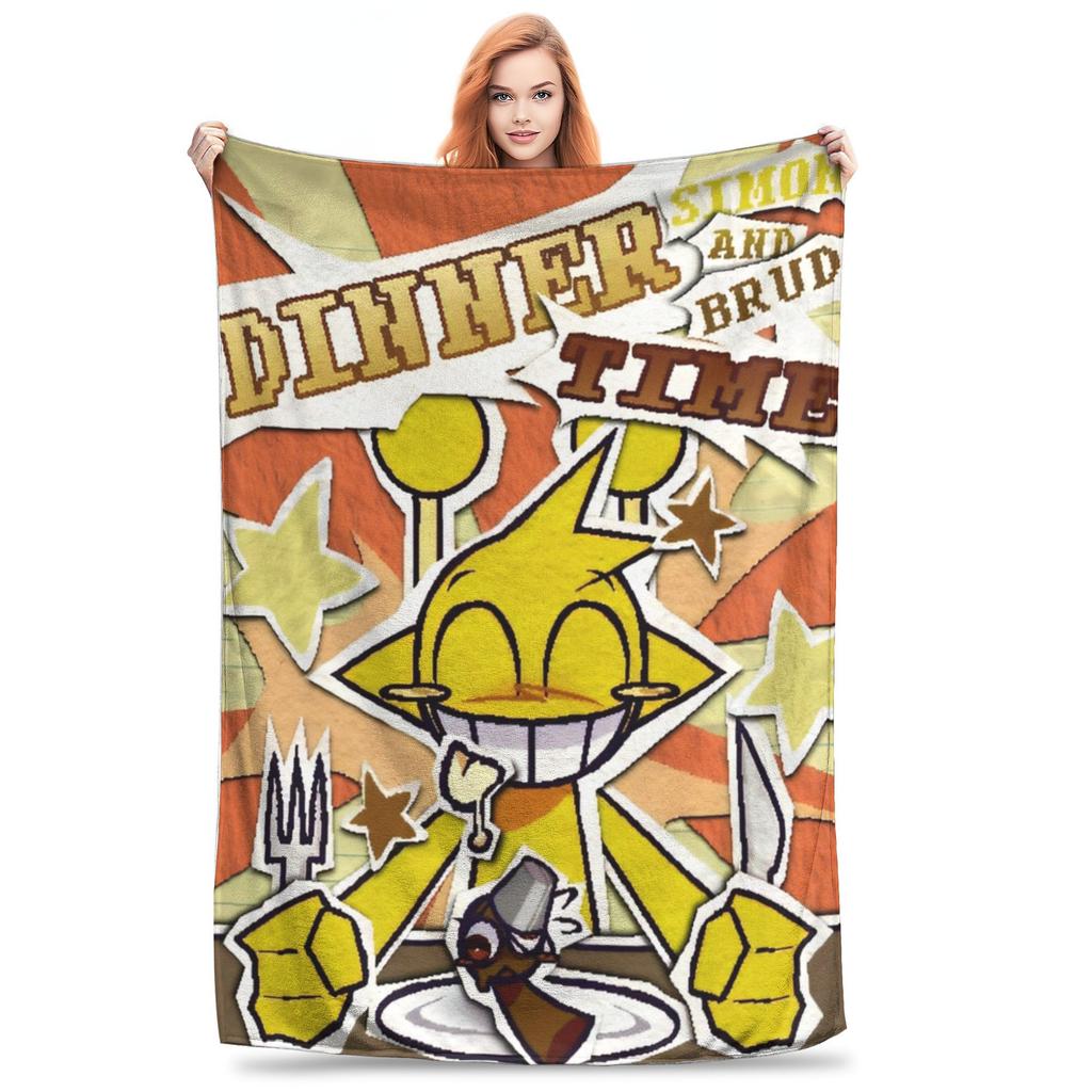 Mr Fun Computer - Incredibox Sprunki Decken Musik-Mixing-Spiel Flanell Neuheit Warme Überwurfdecke für Zuhause Restaurant Sommer