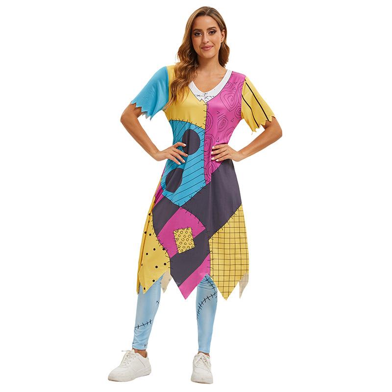 

Костюм на Хэллоуин Рождество Ночь Ужасов платье Салли наслоенный косплей XL