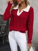 European American Fashion Casual V-Neck Women's Cable Knit Sweater