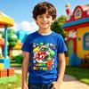 Super Marios Children Birthday Number TShirt Clothes Party Cartoon Figure Print Boys BabyT-Shirt Blue Short Sleeve Tops Tee Gift