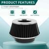 AUTOKAY Universal Clamp-On Air Filter Round Reverse Tapered Washable Filter 3 In/3.5 In/4 In Flange ID, 2.625 In (67 Mm) Height, 6 In (152 Mm) Base,