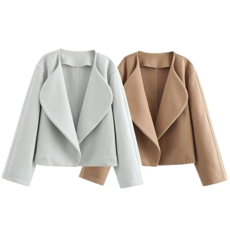 Fashion Wind 2024 New Fall Women's Clothing Loose Easiest for Match Commuting Figure Flattering Two Colors Turn-down Collar Coat 1228434