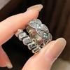 Rhombus Drop Glaze Open Ring Women'S Light Luxury Niche Design Retro Set Exquisite High-End Exquisite High-End Ring