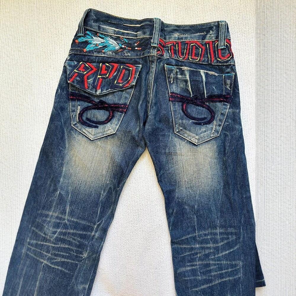 American High Street Design Sense Heavy Industry Embroidery Jeans Children Spice Girl Retro Subculture Old Low-rise Mopping Pants