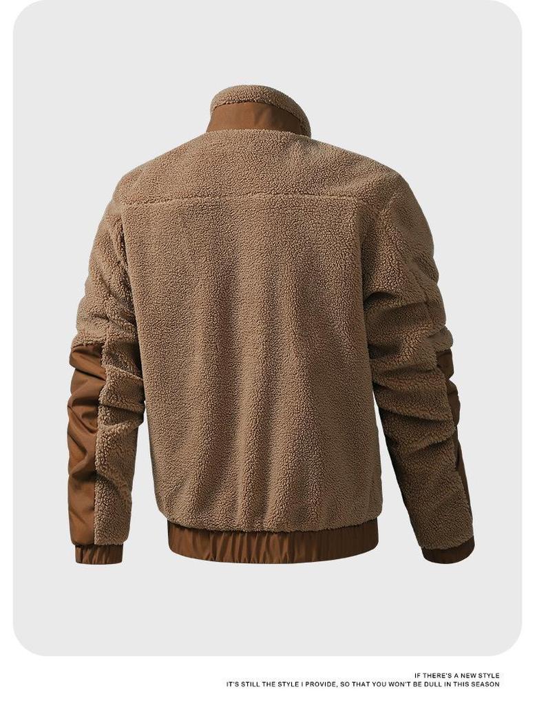 Men's Lambswool Fleece Stand Collar Jacket - Autumn/Winter Casual Cardigan