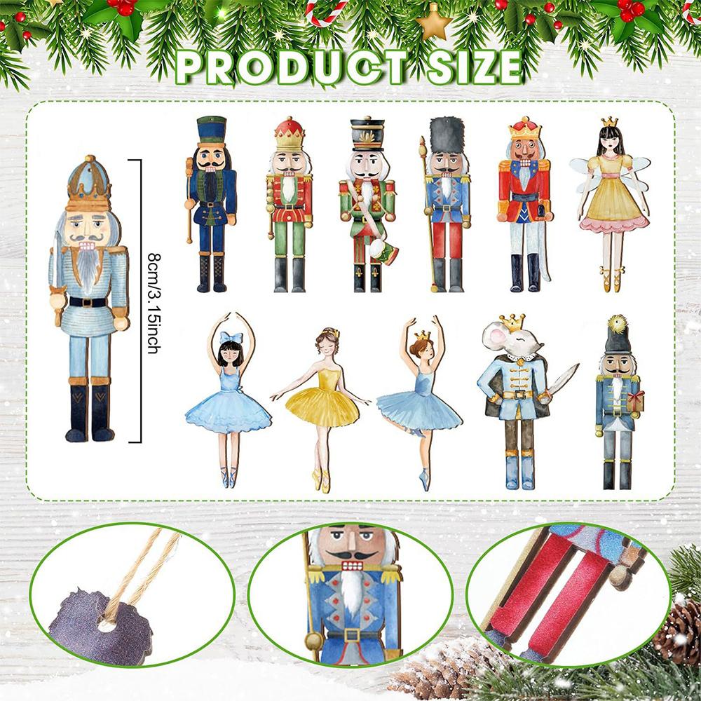 1 Set Weihnachtsbaum-Hängeanhänger Holz-Nussknacker-Soldatenpuppen-Anhänger Weihnachtsfeier-Atmosphäre Neujahrs-Heimdekoration