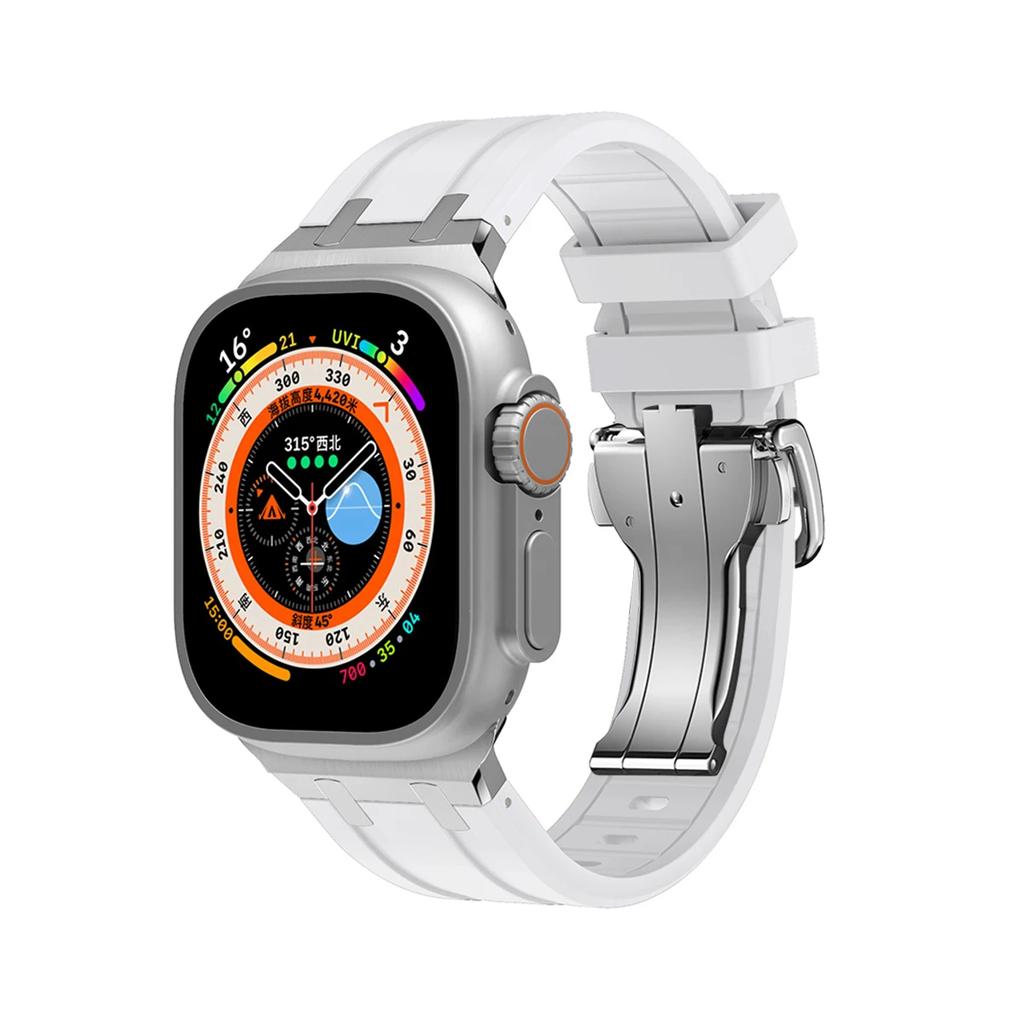 Soft Silicone Strap For Apple Watch Ultra 2 1 49mm Series 9 8 7 41 45mm Rubber Band For iWatch 6 5 4 se 42mm 44mm Mens Bracelet