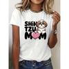 Women'S Casual Crew Neck T-Shirt with Adorable Shih Tzu Dog Print - "SHIH TZU MOM" Design, Short Sleeve
