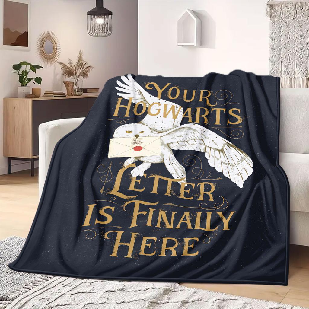 HarryPotter Flannel Blanket Print for Sofas Beds Bedrooms Chairs Travel Picnics Cartoon Style Home Decor Gift for All Seasons