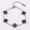 13mm Four Leaf Clover Bracelet Non Fading Double Sided Lucky Fritillaria Fashion Premium Silver