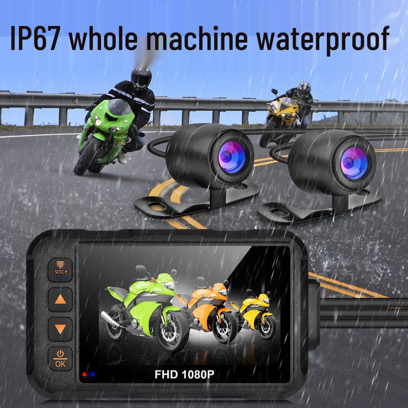 Waterproof Dual-Recording 720P HD Motorcycle Dash Cam with Front & Rear Cameras