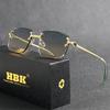 HBK Square Rimless Sunglasses Women Retro Metal Sun Glasses Men Luxury Party Business Gradient Shades 2024 Summer Style