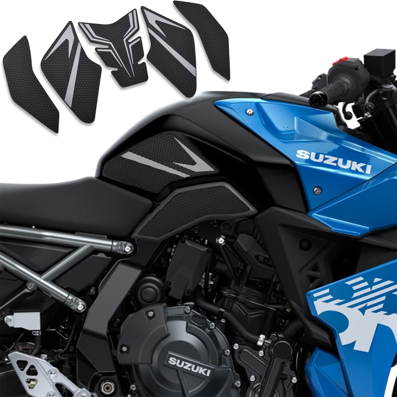 

Motorcycle Traction Pads & Tank Pads for Suzuki GSX-8S (2023~) and GSX-8R (2024~) 8BL-EM1AA (Titanium, Left, Middle, Right, Bottom, Set of 5)