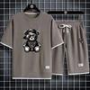 Men's Waffle Knit Two-Piece Casual Sports Set: Short Sleeve T-Shirt & Shorts