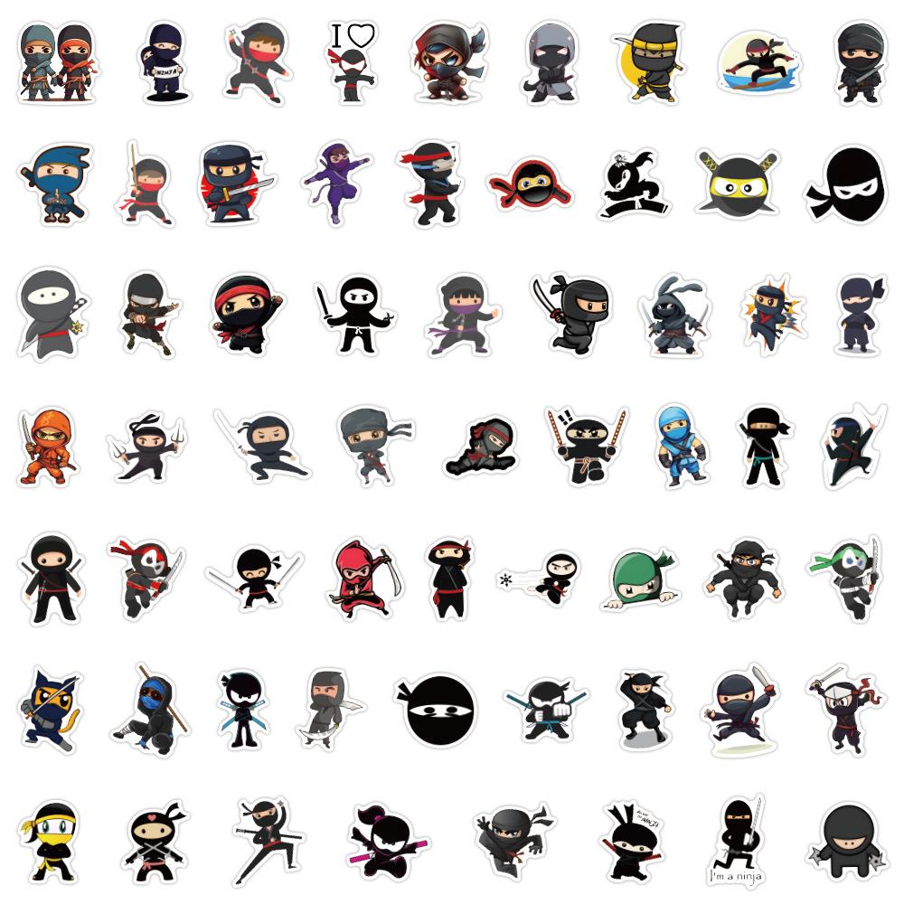 60 New Ninja Samurai Graffiti Stickers Decorate Notebook Suitcase Cartoon Stickers