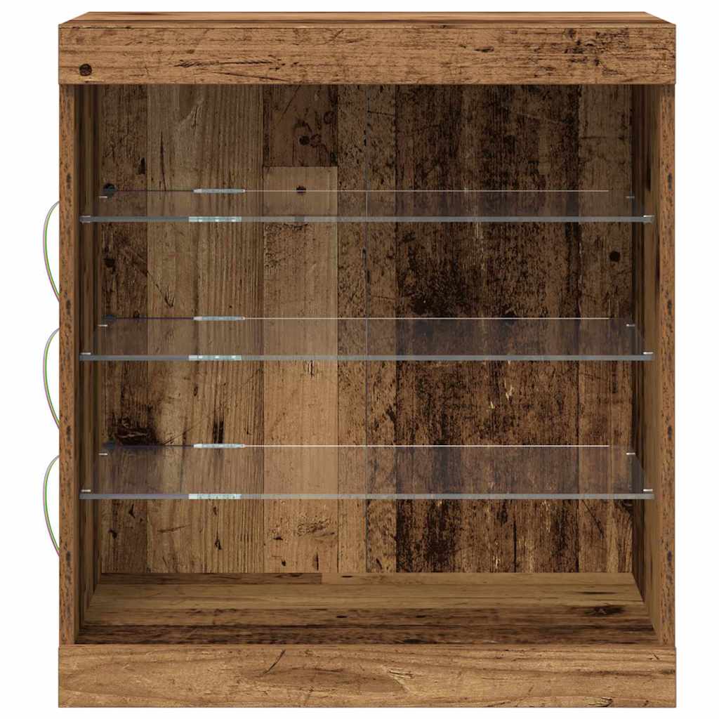 LED Sideboard in Rustic Wood Look 60.5 x 37 x 67 cm Particleboard