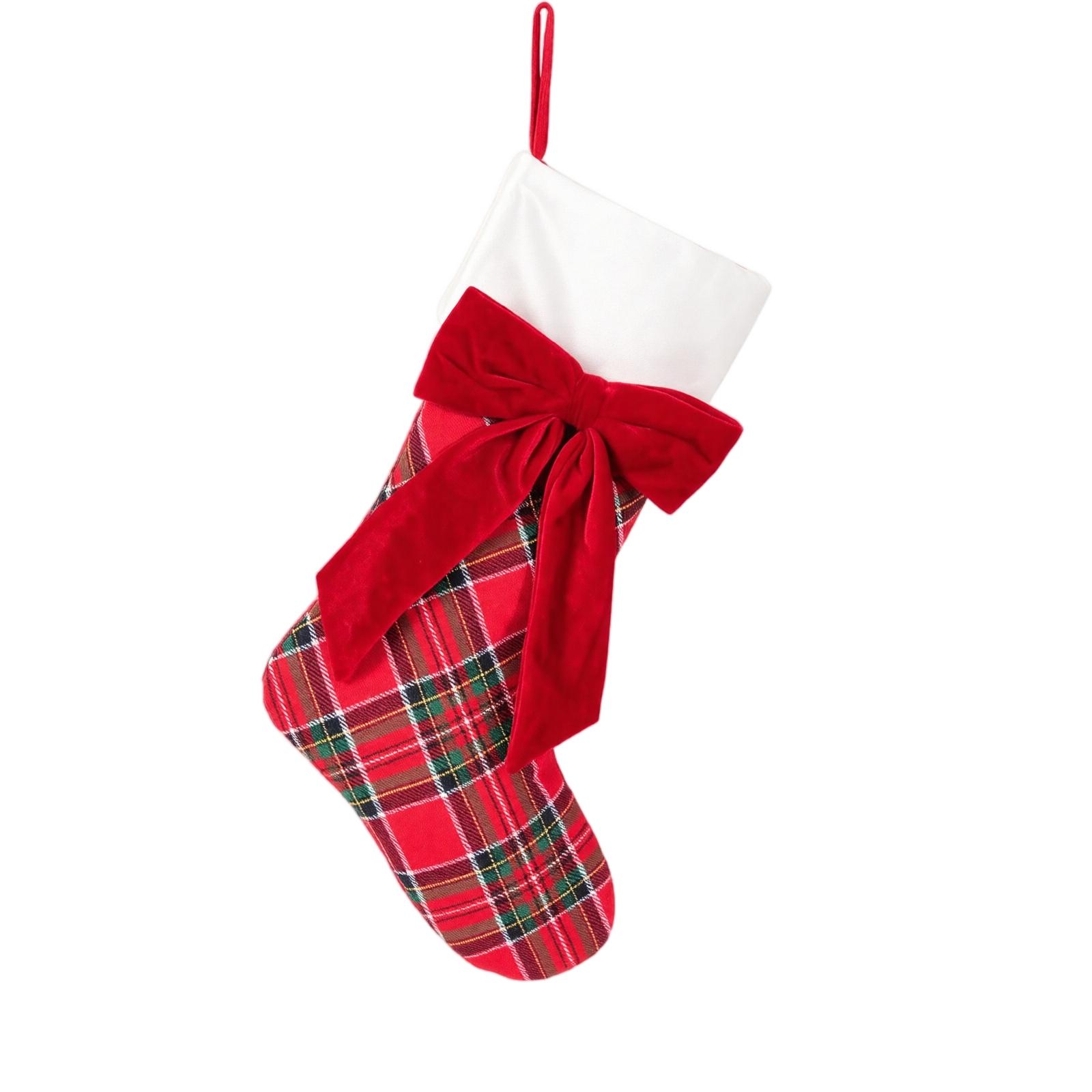 18 Inch Plaid Fireplace Hanging Stocking for Christmas Tree Decoration - Gift Bag