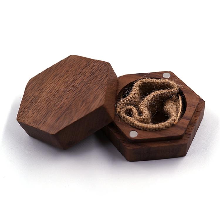 

Wedding Exchange Pair Ring Organizer Diamond Gem Hexagon Wood Ring Box Other