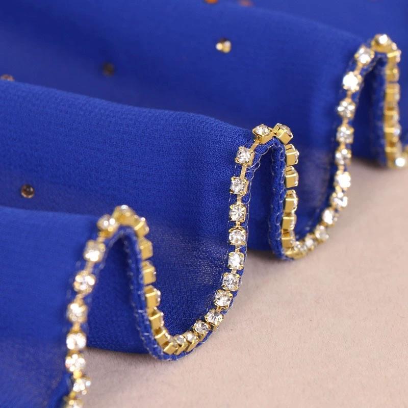 Long Chiffon Headscarf Arabian Scarf Middle East Dubai Turkey Palestinian Hijab Scarves Solid Chain Scarf for Women