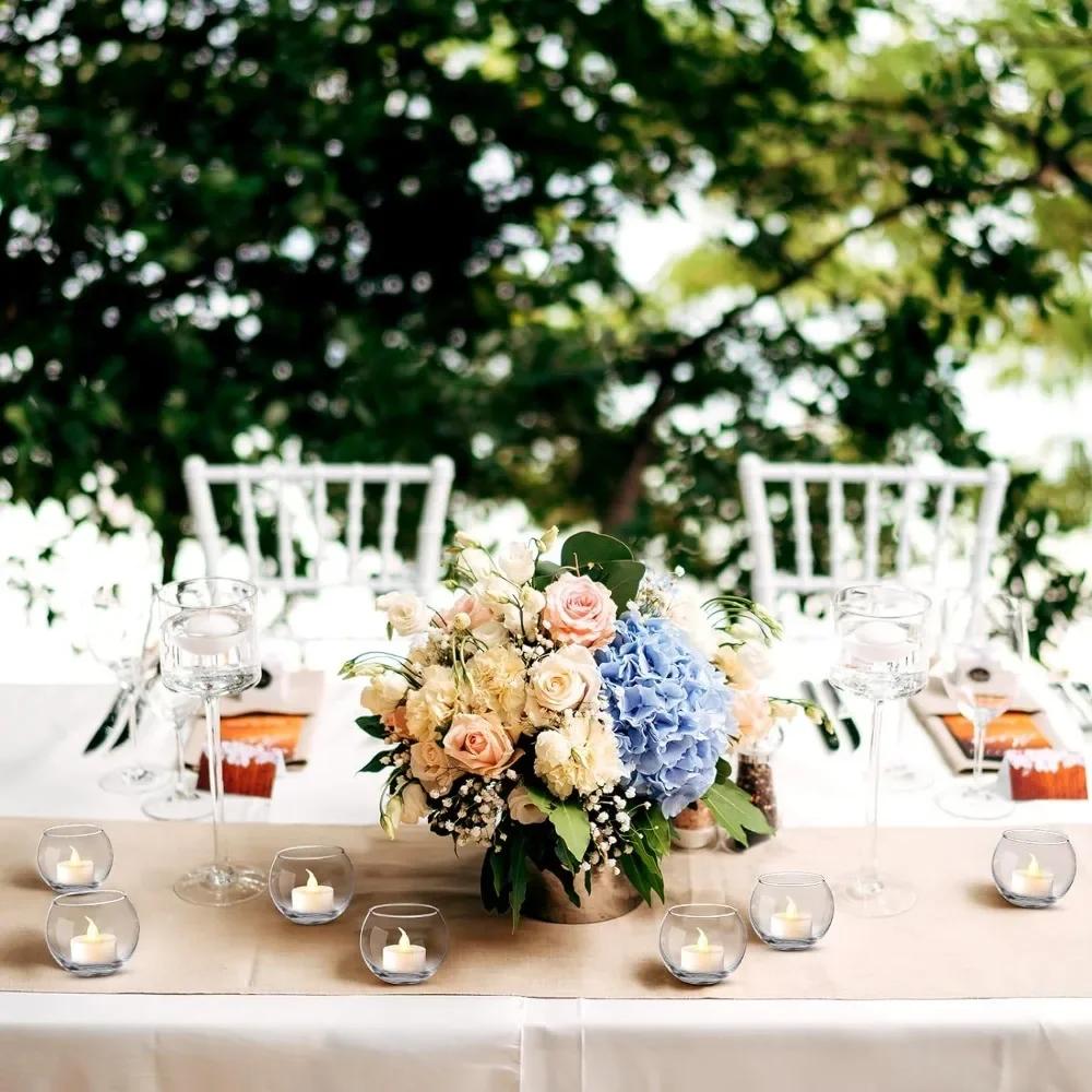 6/12 Sztuk Przezroczyste Szklane Podgrzewacze do Świeczek LED Świecznik na Podgrzewacze do Ślubnego Dekoracji Stołu Dekoracja Świąteczna