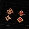 Medieval Serpentine Four-Leaf Clover Oil Drop Open Ring Niche Design Personalized Exquisite Zircon Light Luxury Accessories