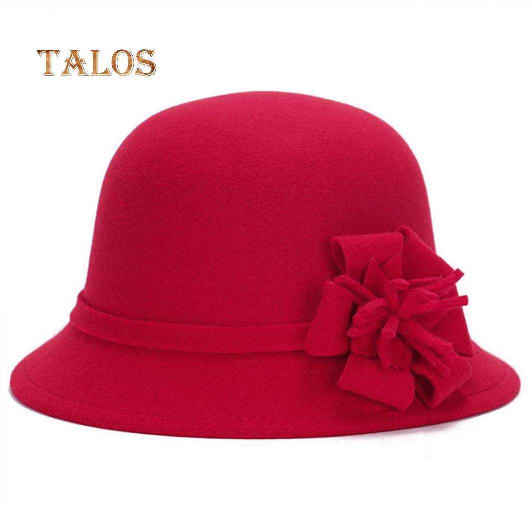 

Женская шляпа-котел в стиле ретро с цветком, сплошной цвет для вечеринки, выпускного вечера, коктейля, путешествий, моды