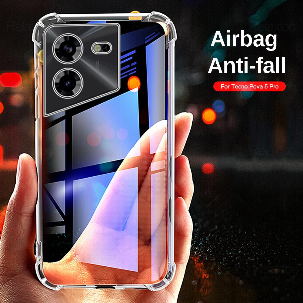 

Transparent Airbags Armor Shockproof Coque For Tecno Pova5Pro Pova5 Pova 5 Pro Free Fire 4G Case TPU Soft Frame Protect Fundas For Pova 5X прозорий