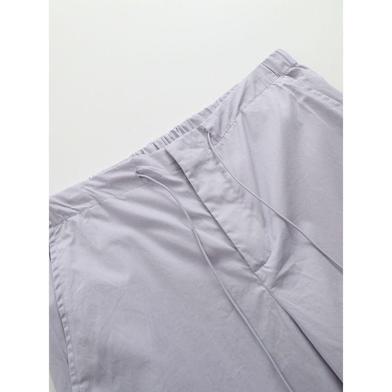 Kaslead Fashion Style Elastic Waistband Lace-up Casual Pants