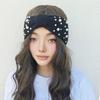 New Wide Bowknot Pearl Headbands For Woman Warm Hairband Elastic Sports Yoga Headwear Girls Hair Band Winter Hair Accessories