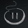 Luxury Super Flash Rhinestone Necklace Earrings Set, Bridal Jewelry, Wedding Dress Accessories, Two-piece Set