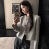2026 Frühling/Herbst Französischer Stil Retro Gestreifte Rundhalsjacke - Jung, Stilvoll, Einreihig und Locker