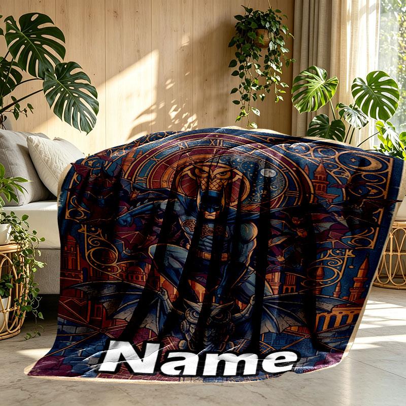 Custom Name Personalized Batman Print Blanket, Home Decor, Bedroom, Sofa, Camping, Couch, Gifts for Birthday Christmas