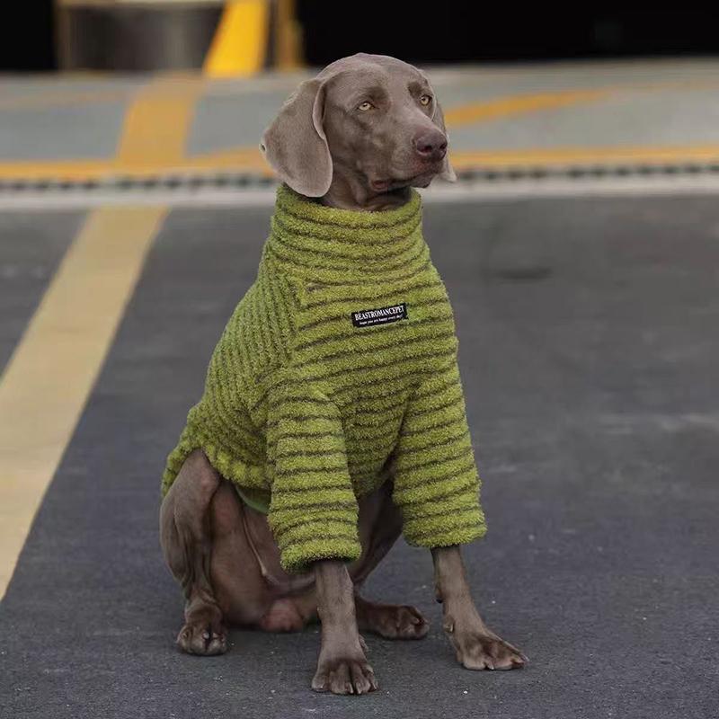 

Stripe Fleece Dog Sweater Turtleneck Sweatshirt Winter Shirt Dog Clothes For Medium Large Dogs Pet Apparel Pullover Jumper Dog (As shown-15401)-XXL 35-40kg